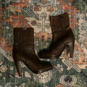 Prada brown pebbled leather boots